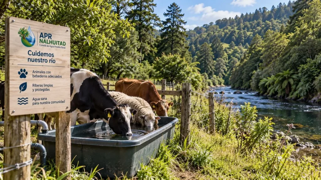 Medidas rurales para evitar el ingreso de animales a un curso de agua.